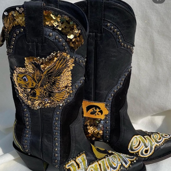 Custom Iowa Hawkeye Boots 8.5 - Picture 1 of 5